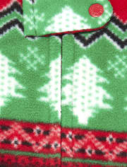 Pijama de una pieza con pie de forro polar y estampado navideño de manga larga para bebés y niños pequeños