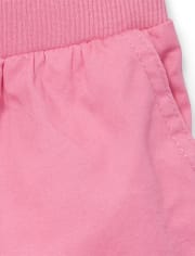 Toddler Girls Knit Waistband Woven Pull On Shorts