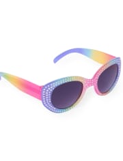 Toddler Girls Faceted Rainbow Oval Sunglasses