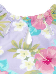 Maillot de bain une pièce dos nu fleuri pour fille
