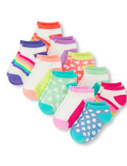 Toddler Girls Colorful Print Ankle Socks 10-Pack