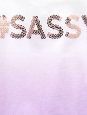 Toddler Girls Short Sleeve Sequin Graphic Dip Dyed Top