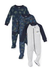 Pijama de una pieza de algodón para bebés y niños pequeños Space Snug Fit, paquete de 3