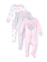 Pijama de una pieza de algodón con ajuste ceñido para bebés y niñas pequeñas, paquete de 3