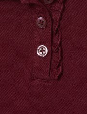Polo d'uniforme en piqué à volants pour toute-petite fille