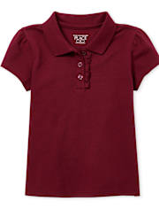 Polo d'uniforme en piqué à volants pour toute-petite fille
