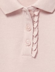 Toddler Girls Uniform Ruffle Pique Polo