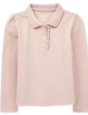 Toddler Girls Uniform Ruffle Pique Polo