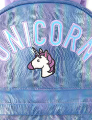 Girls 'Unicorn Squad' Textured Iridescent Backpack
