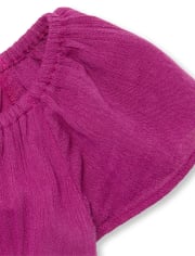 Mameluco tejido con cinturón y bordado para niñas