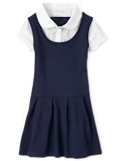 Robe 2 en 1 uniforme en tricot ponte pour filles