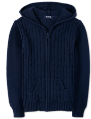 Pull d'uniforme zippé en tricot torsadé pour fille