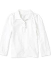 Polo de piqué con volantes de manga larga uniforme para niñas