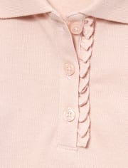 Polo de piqué con volantes de manga larga uniforme para niñas