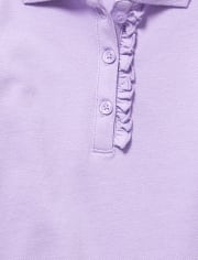 Polo de piqué con volantes de manga larga uniforme para niñas