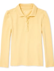 Polo de piqué con volantes de manga larga uniforme para niñas