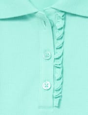 Polo de piqué con volantes de manga larga uniforme para niñas