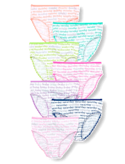 Lot de 7 slips scintillants Jours de la semaine pour filles