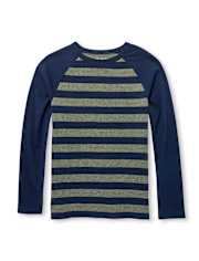 Boys Long Raglan Sleeve Striped Top