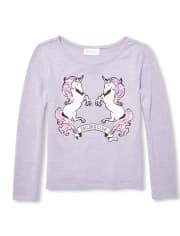 Niñitas Top tipo suéter ligero con estampado adornado
