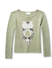 Haut pull léger à motif graphique et ornements pour fille