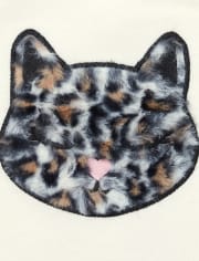 Baby And Toddler Girls Active Long Sleeve Faux Fur Graphic Pullover