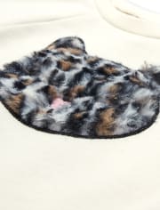 Baby And Toddler Girls Active Long Sleeve Faux Fur Graphic Pullover