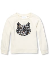 Baby And Toddler Girls Active Long Sleeve Faux Fur Graphic Pullover