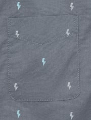 Boys Bolt Print Poplin Button Down Shirt