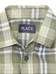 Boys Plaid Poplin Button Up Shirt