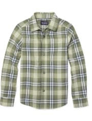 Boys Plaid Poplin Button Up Shirt
