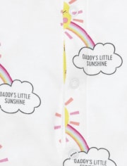 Baby Girls Rainbow Striped Sleep And Play Bib 2-Piece Set
