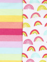 Pack de 4 baberos tipo bandana con rayas arcoíris para bebé niña