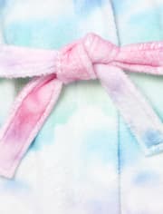 Girls Rainbow Cloud Print Unicorn Hooded Robe