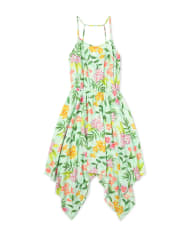 Womens Mommy And Me Tropical Floral Matching Hanky Hem Dress