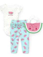 Baby Girls Watermelon 3-Piece Playwear Set