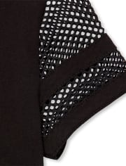 Girls Active Short Mesh Sleeve Foil Graphic Top