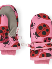 Toddler Girls Ladybug Ski Mittens