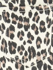 Jeggings de felpa francesa con estampado de leopardo brillante para niñas