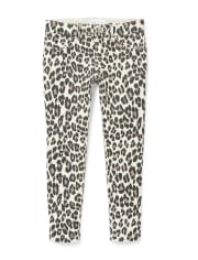 Girls Glitter Leopard French Terry Pull On Jeggings