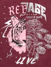 Top con abertura y gráfico dividido para niñas