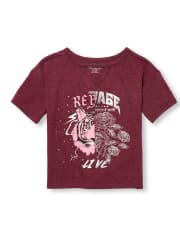 Top con abertura y gráfico dividido para niñas