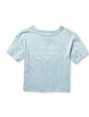 Girls Foil 'High Maintenance' Graphic Faux Pearl Top