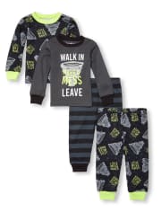 Baby And Toddler Boys Mess Maker Snug Fit Cotton 4-Piece Pajamas