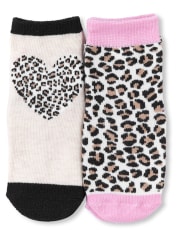 Paquete de 6 calcetines midi de leopardo para niñas pequeñas