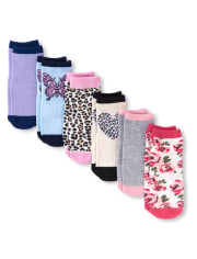 Paquete de 6 calcetines midi de leopardo para niñas pequeñas