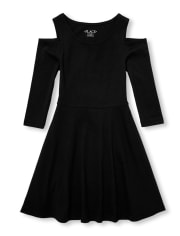 Vestido tejido con hombros descubiertos para niñas