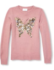 Suéter metalizado con estampado de lentejuelas para niñas