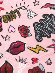 Girls Glitter Rock Doodle Knit Pull On Jeggings