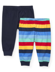 Baby Boys Rainbow Striped Pants 2-Pack